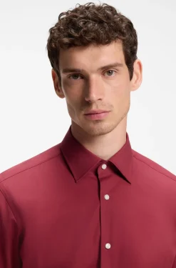 Regular-fit shirt in easy-iron stretch-cotton poplin