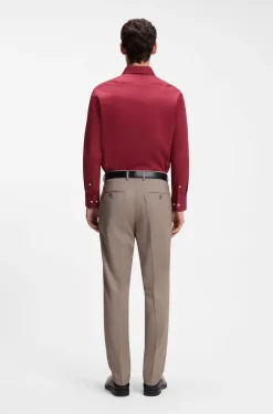 Regular-fit shirt in easy-iron stretch-cotton poplin