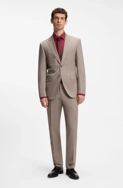 Regular-fit shirt in easy-iron stretch-cotton poplin
