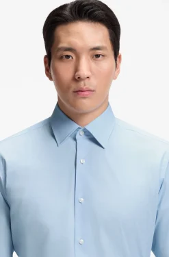 Regular-fit shirt in easy-iron stretch cotton