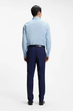 Regular-fit shirt in easy-iron stretch cotton