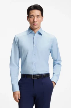 Regular-fit shirt in easy-iron stretch cotton