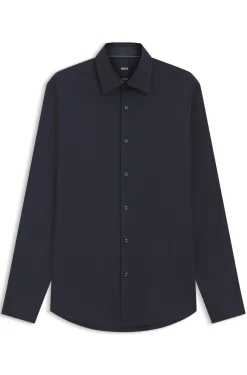 Regular-fit shirt in easy-iron stretch cotton