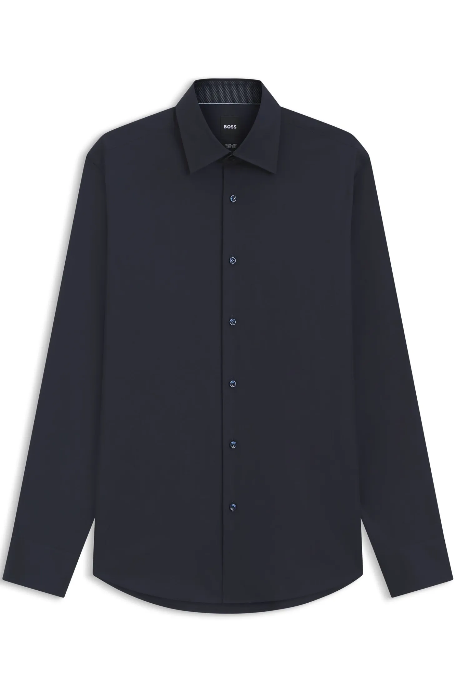 Regular-fit shirt in easy-iron stretch cotton