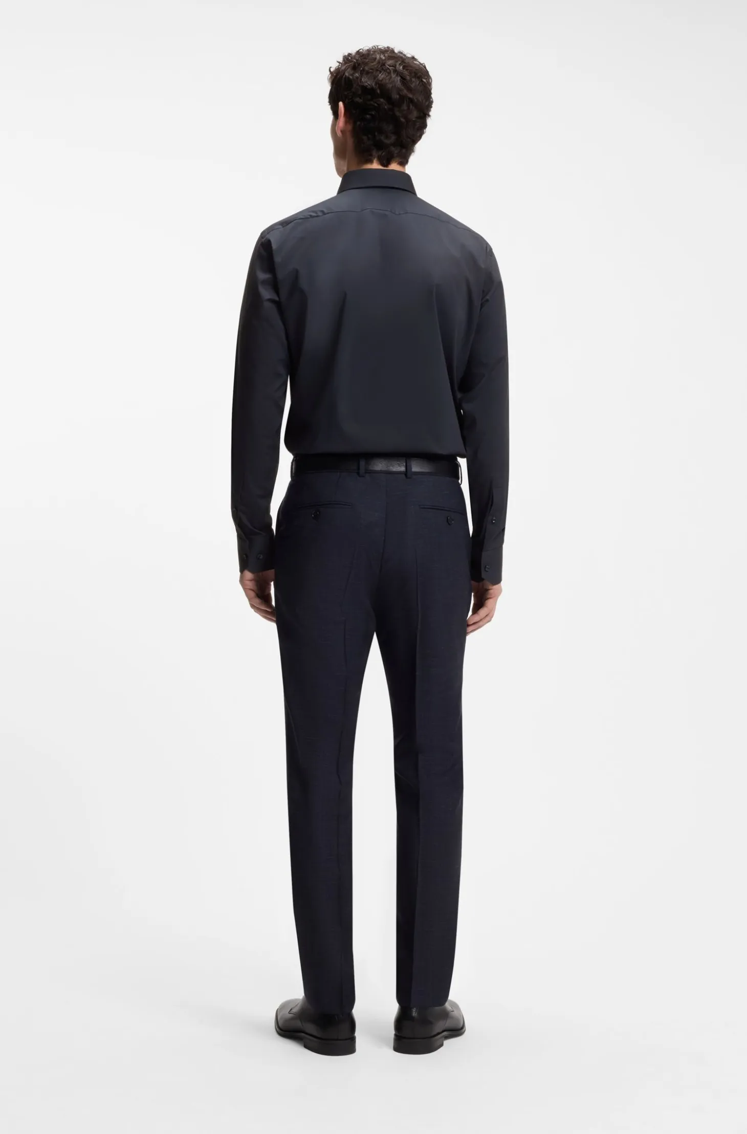 Regular-fit shirt in easy-iron stretch cotton