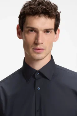 Regular-fit shirt in easy-iron stretch cotton