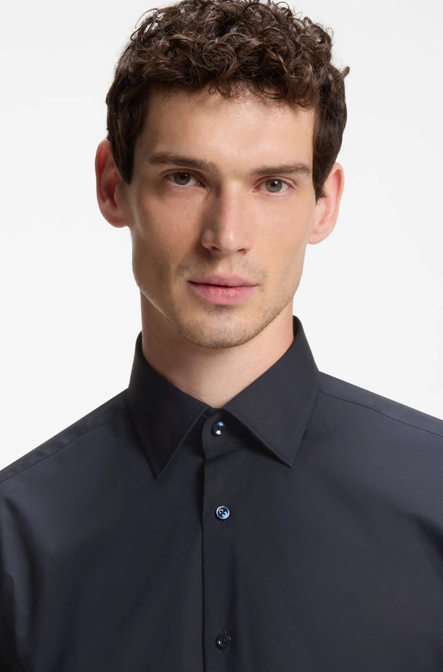 Regular-fit shirt in easy-iron stretch cotton