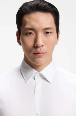 Regular-fit shirt in easy-iron stretch cotton