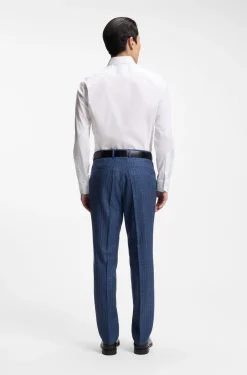 Regular-fit shirt in easy-iron stretch cotton