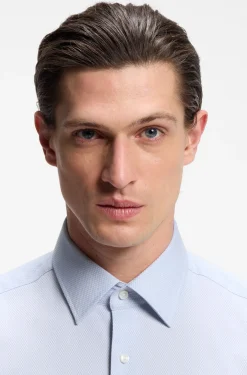 Regular-fit shirt in easy-iron stretch-cotton dobby