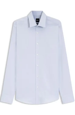 Regular-fit shirt in easy-iron stretch-cotton dobby