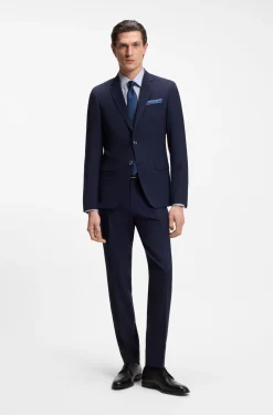 Regular-fit shirt in easy-iron stretch-cotton dobby