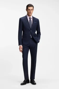 Regular-fit shirt in easy-iron stretch-cotton dobby