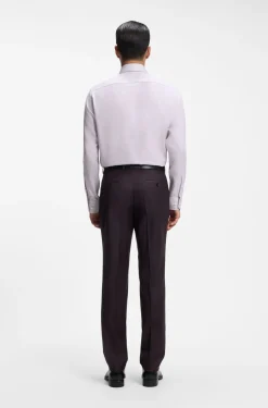Regular-fit shirt in fine-striped Italian-made cotton