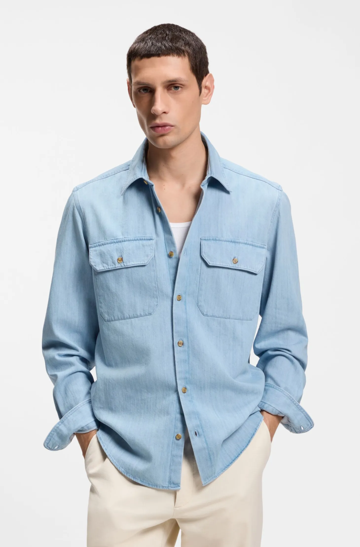 Regular-fit shirt in indigo denim