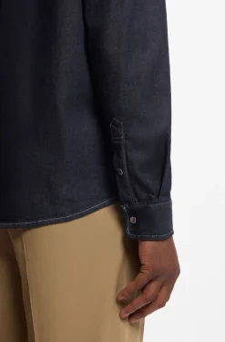 Regular-fit shirt in indigo stretch denim