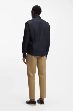 Regular-fit shirt in indigo stretch denim