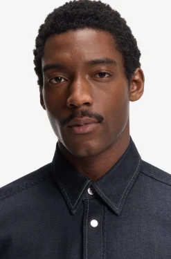 Regular-fit shirt in indigo stretch denim