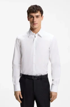 Regular-fit shirt in Italian-made cotton poplin