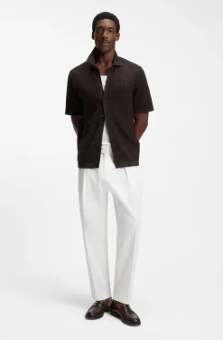 Regular-fit shirt in knitted cotton