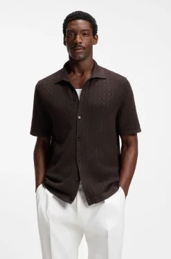 Regular-fit shirt in knitted cotton