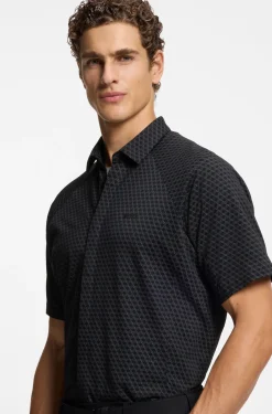 Regular-fit shirt in knitted cotton piqué