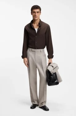 Regular-fit shirt in lightweight merino wool