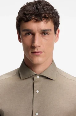 Regular-fit shirt in patterned Italian-made cotton