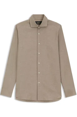 Regular-fit shirt in patterned Italian-made cotton