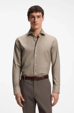 Regular-fit shirt in patterned Italian-made cotton