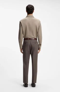 Regular-fit shirt in patterned Italian-made cotton