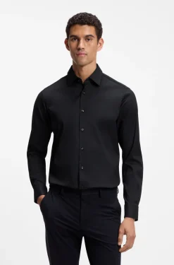 Regular-fit shirt in performance-stretch twill