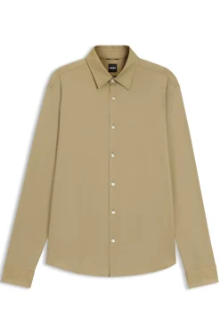 Regular-fit shirt in performance-stretch Oxford jersey