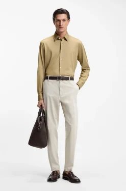 Regular-fit shirt in performance-stretch Oxford jersey