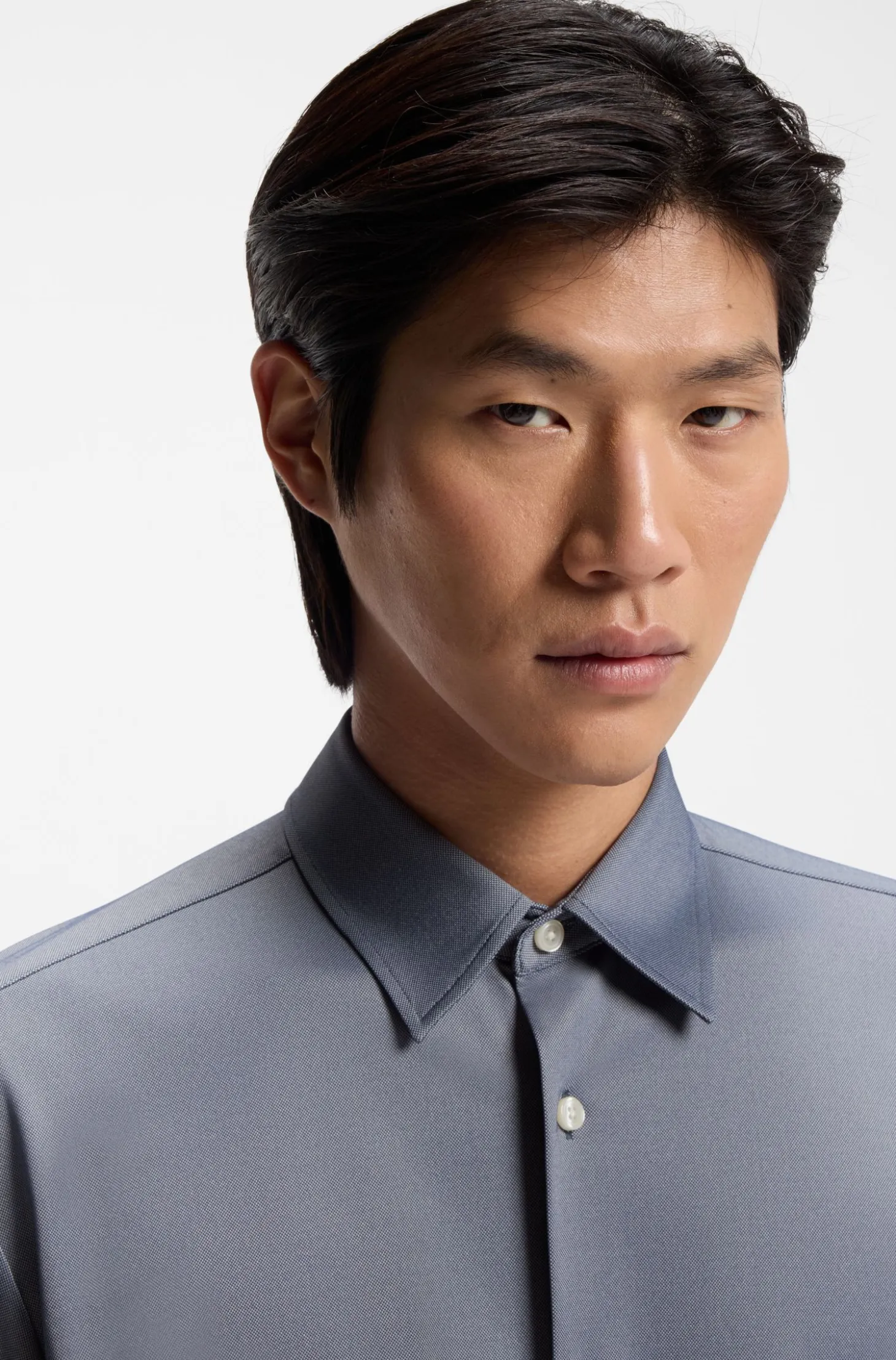 Regular-fit shirt in performance-stretch Oxford jersey