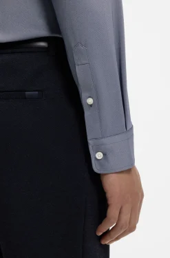 Regular-fit shirt in performance-stretch Oxford jersey