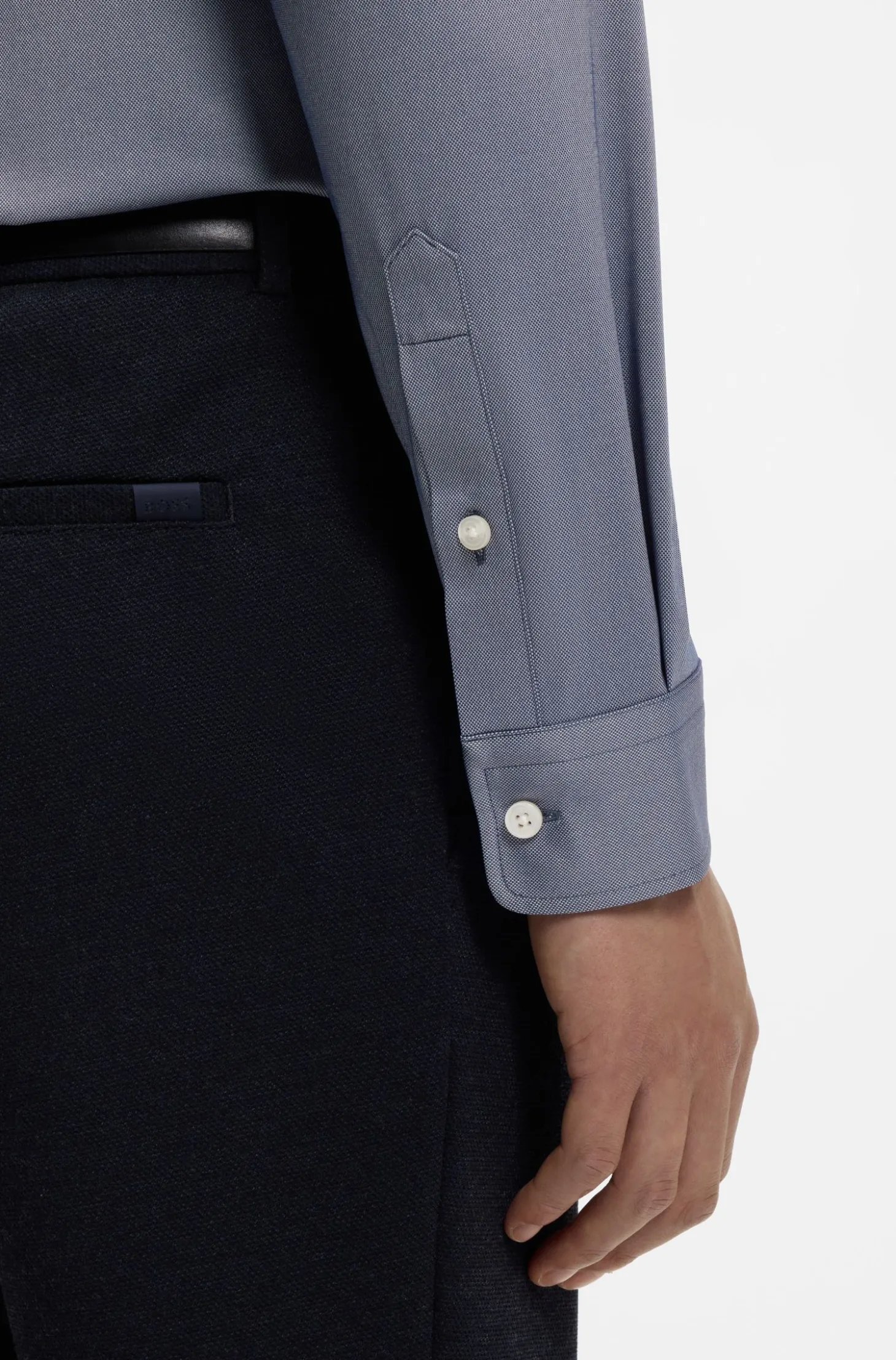 Regular-fit shirt in performance-stretch Oxford jersey