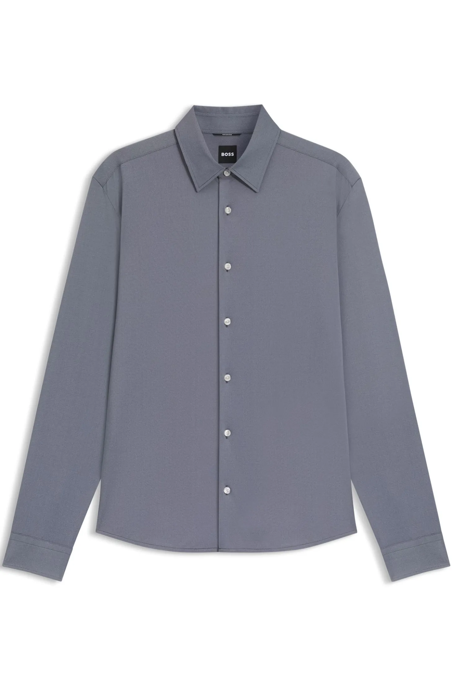 Regular-fit shirt in performance-stretch Oxford jersey