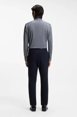 Regular-fit shirt in performance-stretch Oxford jersey