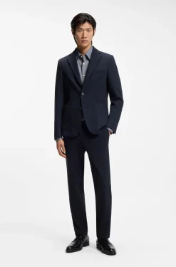 Regular-fit shirt in performance-stretch Oxford jersey