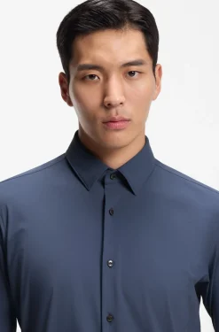 Regular-fit shirt in performance-stretch jersey