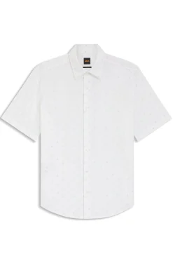 Regular-fit shirt in printed cotton poplin