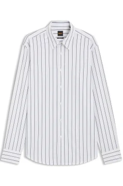 Regular-fit shirt in printed cotton poplin