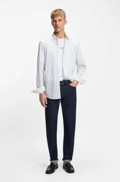 Regular-fit shirt in printed cotton poplin