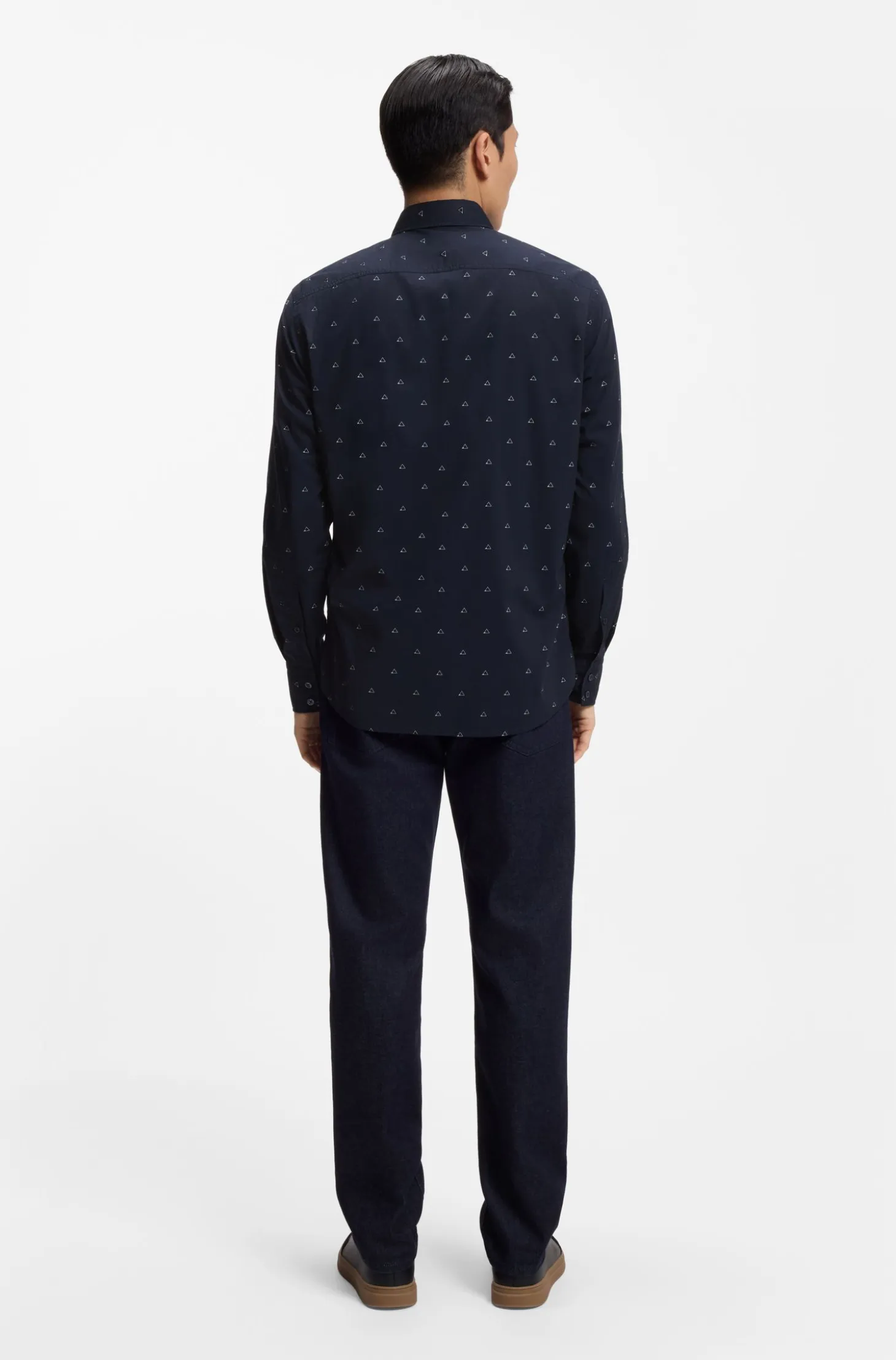 Regular-fit shirt in printed cotton poplin