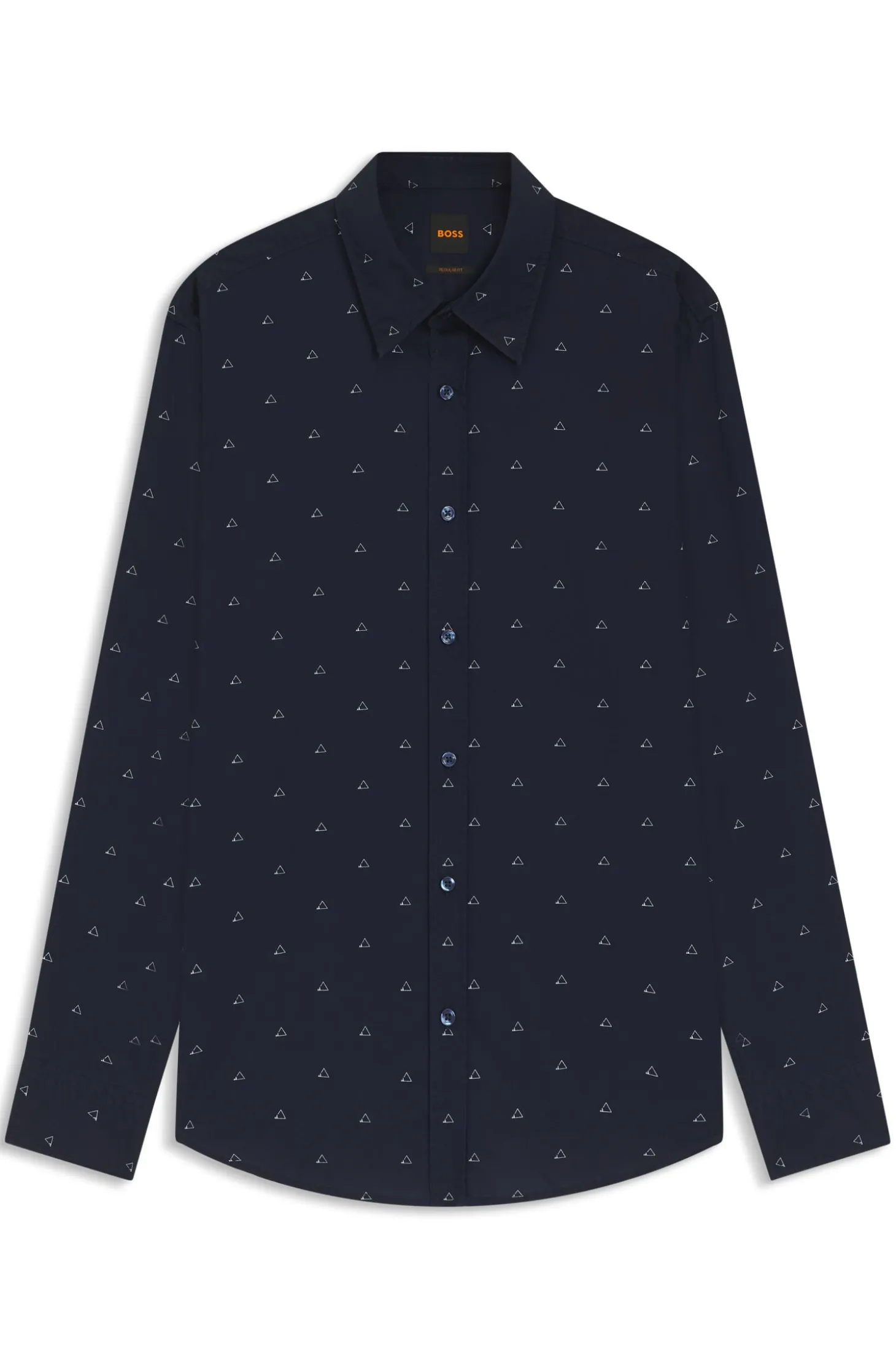 Regular-fit shirt in printed cotton poplin