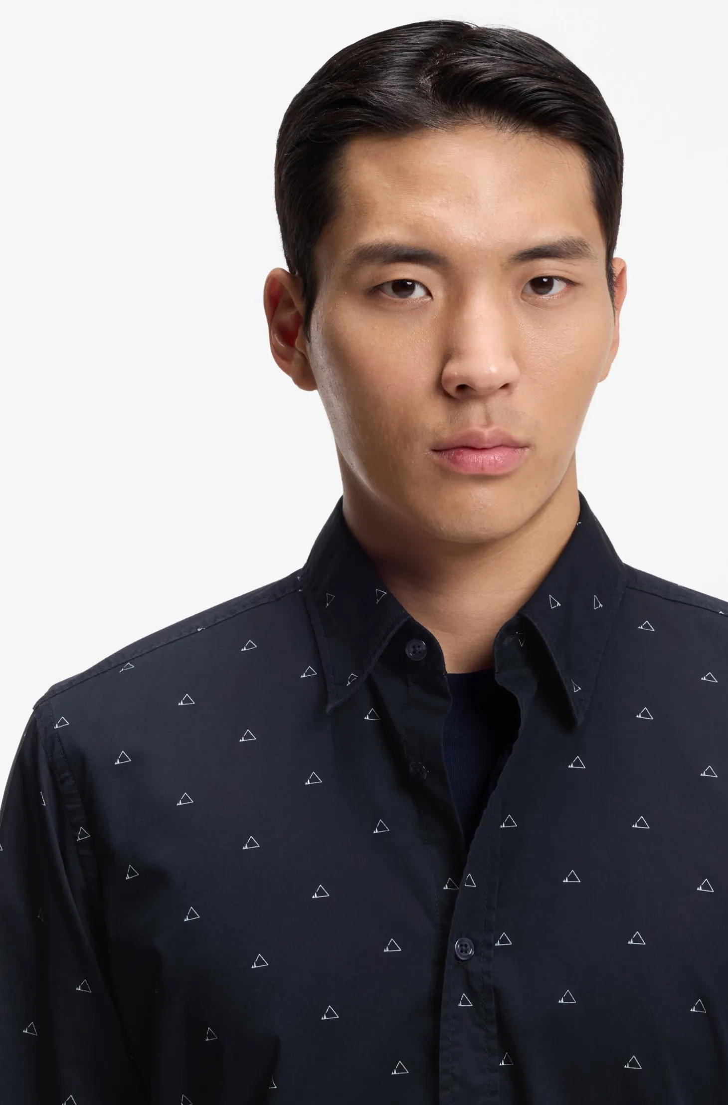Regular-fit shirt in printed cotton poplin
