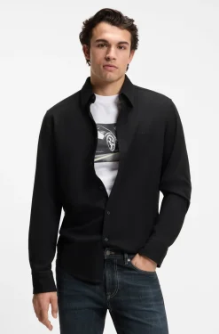 Regular-fit shirt in stretch-cotton dobby