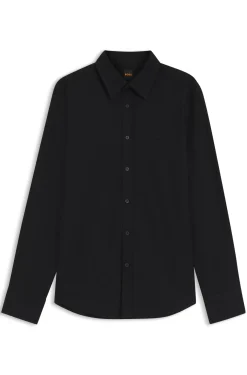 Regular-fit shirt in stretch-cotton dobby