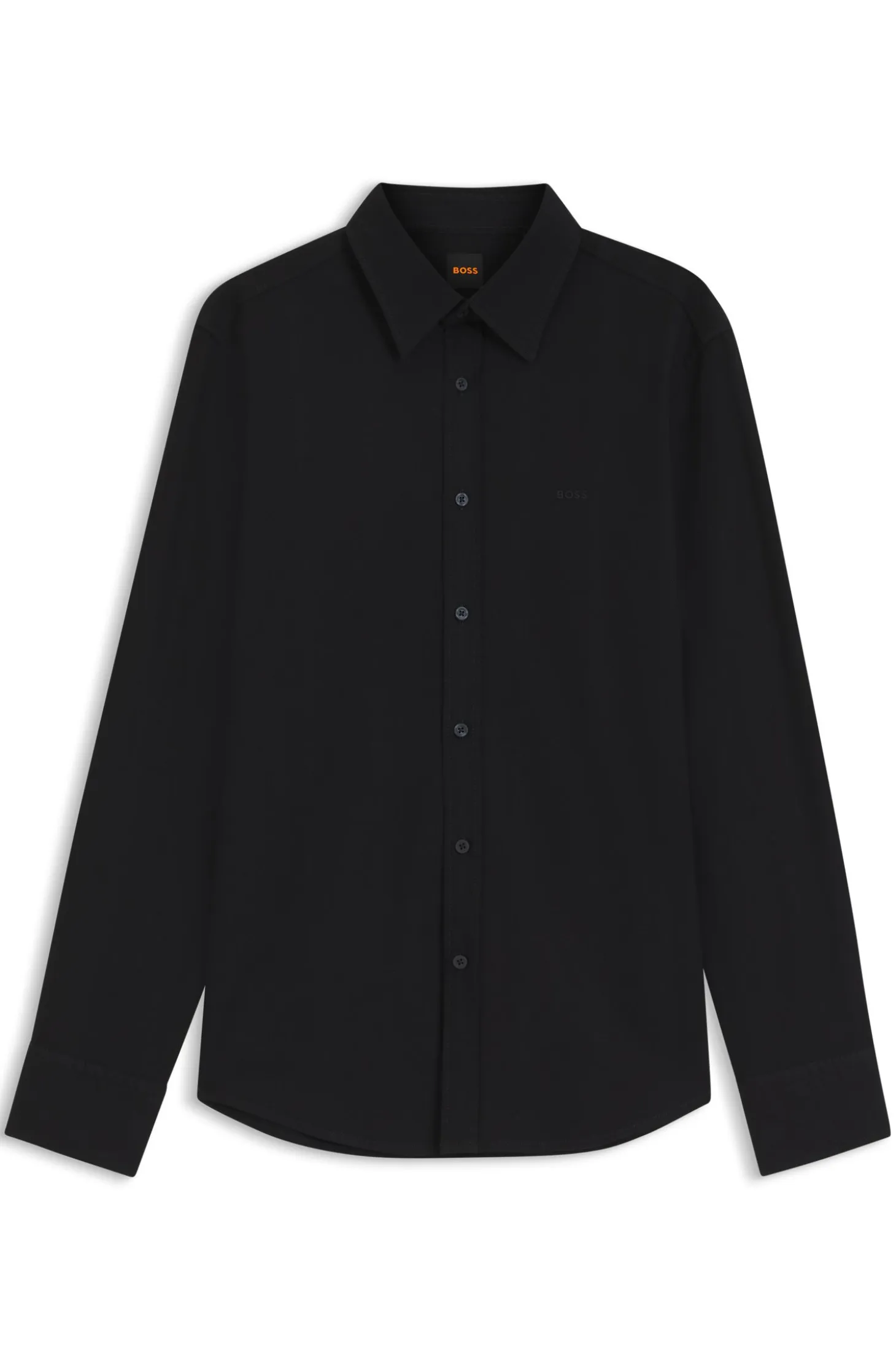 Regular-fit shirt in stretch-cotton dobby